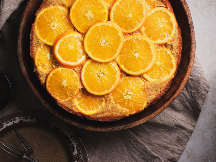Upside-down Almond Orange Coconut Cake